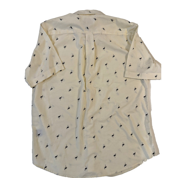 St Johns Bay Shirt Mens Large Navy Flamingo Print Button Up Short Sleeve Casual - Picture 4 of 4